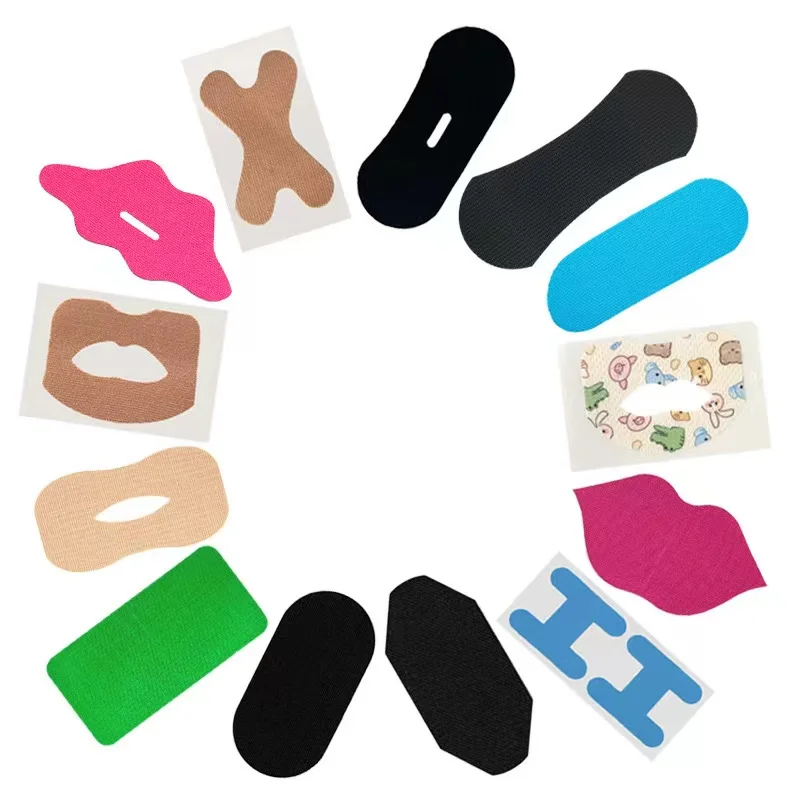 Custom Packing And Logo Mouth Tape 76*38mm Nose Strips X Shape Breathing Anti Snore Black Mouth Nasal Tape