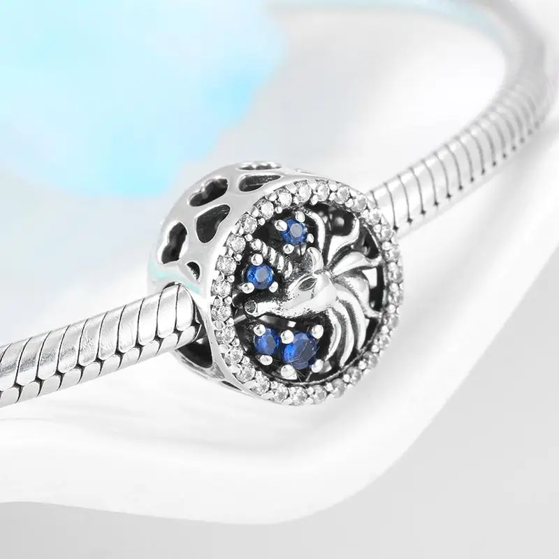 Real 925 sterling silver Enamel Colorful Unicorn Patron saint Clear zircon Beads Charms for Bracelets Jewelry making Hot Sale