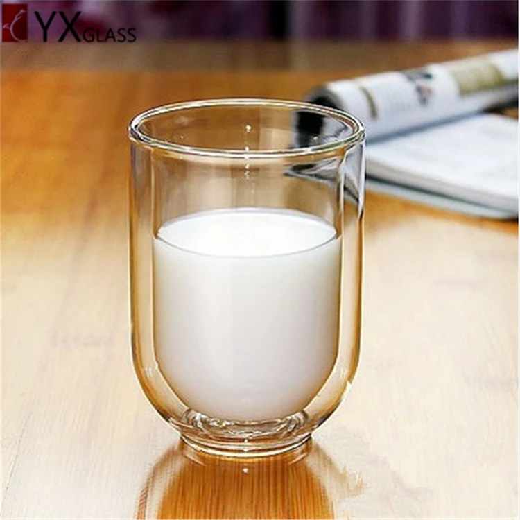 
2019 Popular 250ml handmade heat-resistant double wall glass cups 