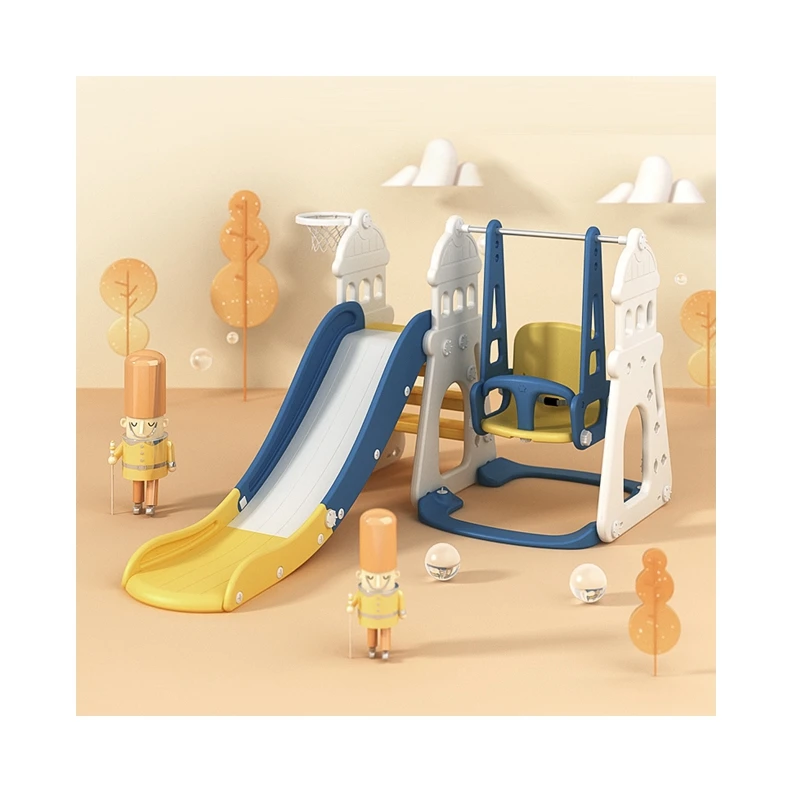 
Hot 3 In 1 Indoor Bule Boys Plastic Child Outdoor Children Outdoor Playground Big Slides For Sale 