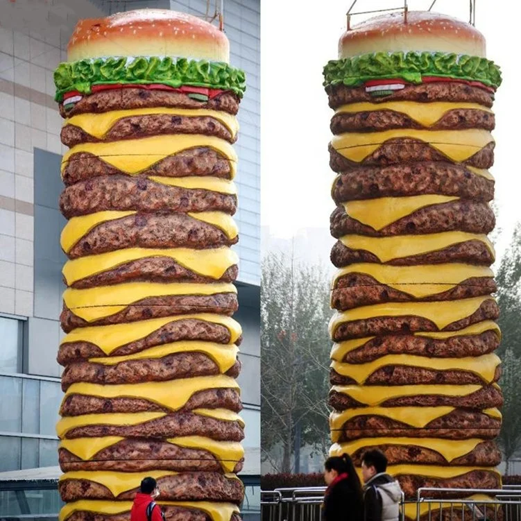 Fiberglass hamburger statue Large Restaurant Fiberglass Resin Food Hamburger Sculpture Burger Sandwich Statue Hamburger statue
