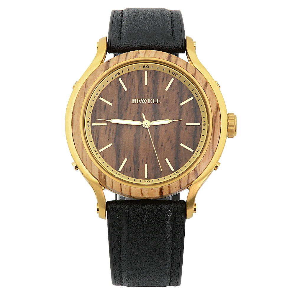 2023, новый дизайн, деревянный ободок, корпус из нержавеющей стали, водонепроницаемые мужские наручные часы из натуральной кожи