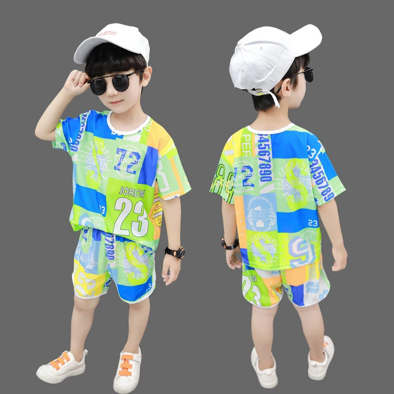 
DRBKX2005B11 New design kids t shirts+shorts set high quality fashion boy summer clothes wholesale boy clothing sets 