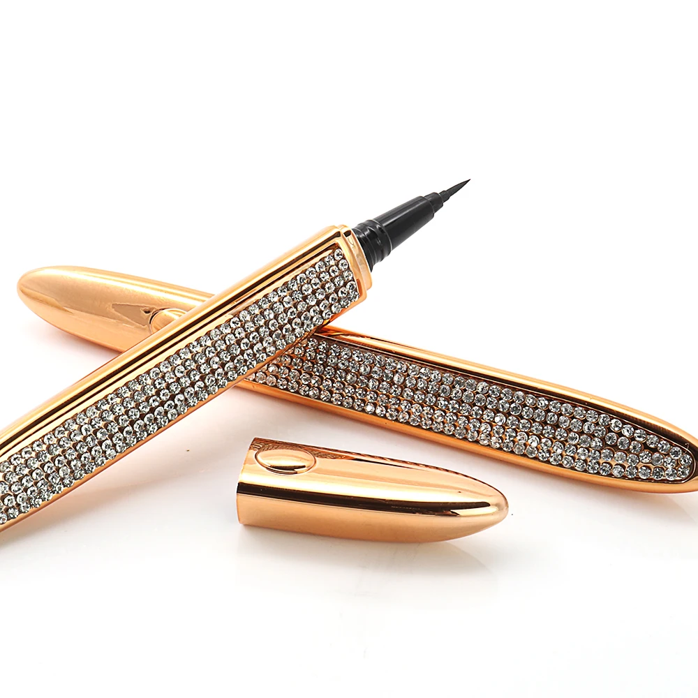 Customized golden shiny eyelash longer mascara crystal popular waterproof liquid eyeliner glue pencil