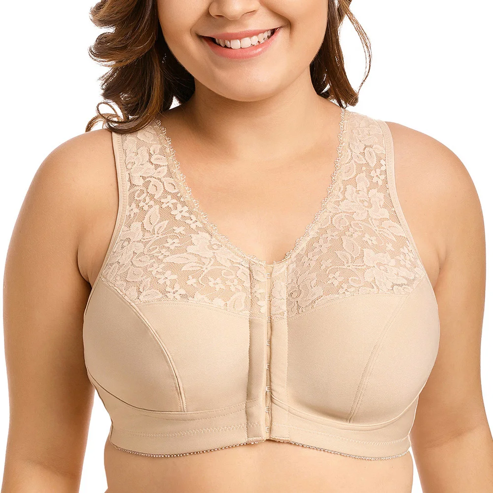 Бюстгальтер Без подкладки с полной фигурой, дышащий кружевной бюстгальтер без косточек, сексуальный женский бюстгальтер с высокой поддержкой, большие размеры