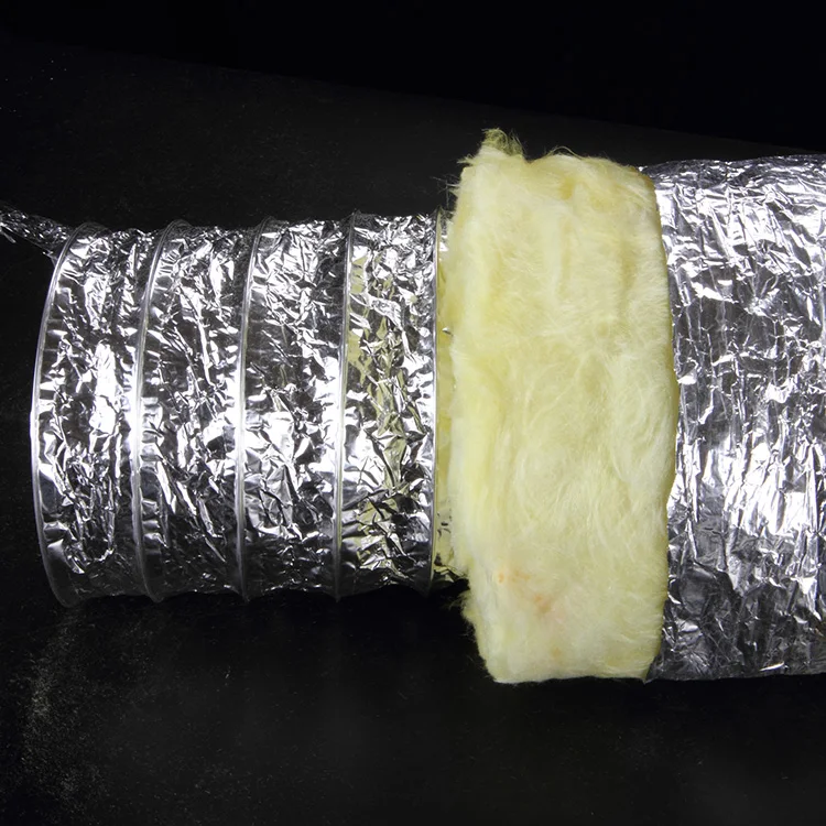 Aluminum foil different types fiberglass PET jacket with steel wire duct double reflective insulation duct