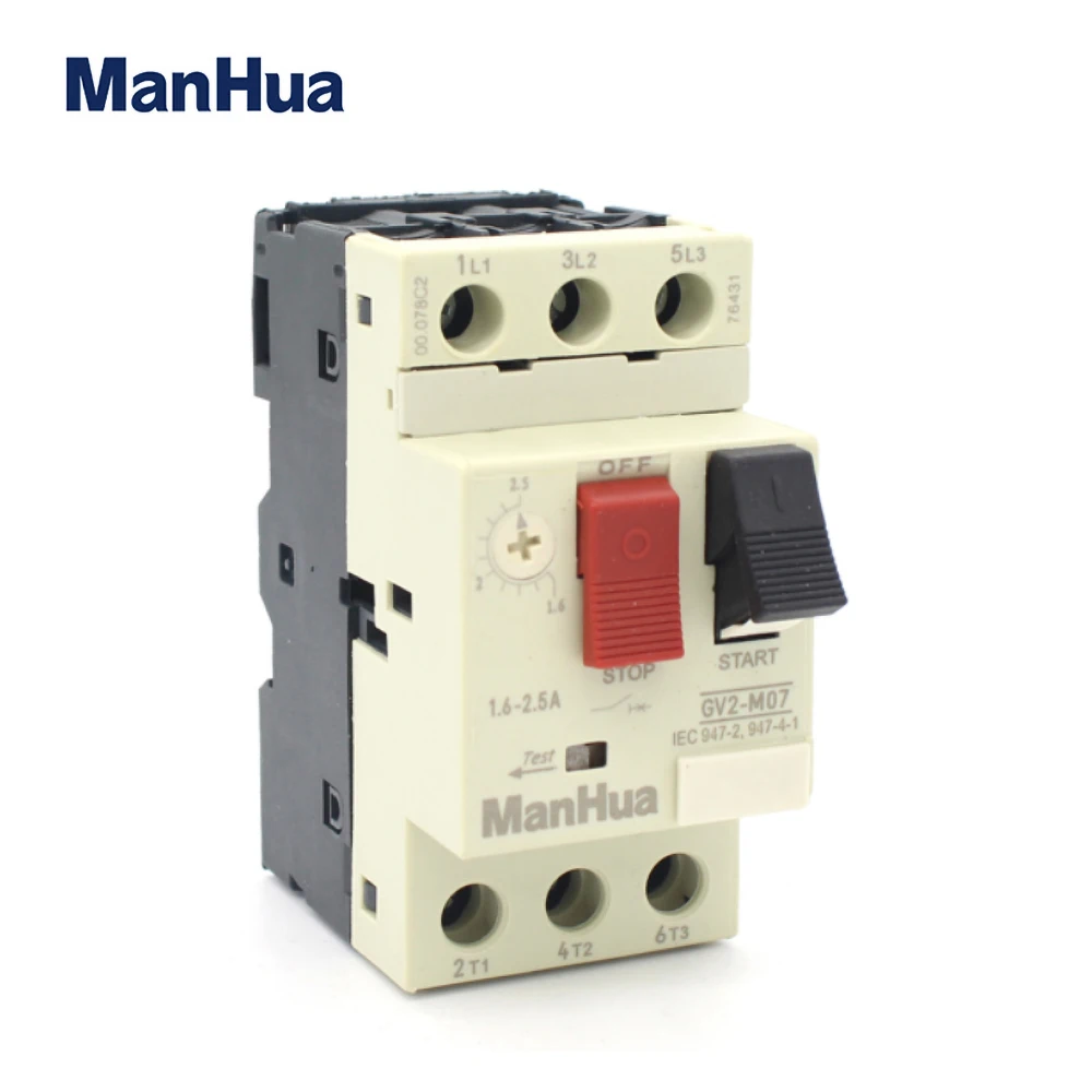 Тройной полюса двигателя управления защита от перегрузки 3P 1.6A 2.5A Amp GV2-M07 в формованном корпусе Электрический фиксированный выключатель автоматический