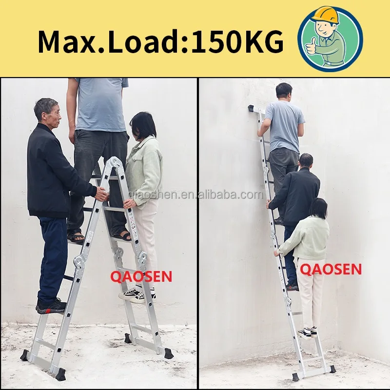 Multi-Functional Ladder Big Hinge Black Oxidation Outer Eight Feet with Iron Plate