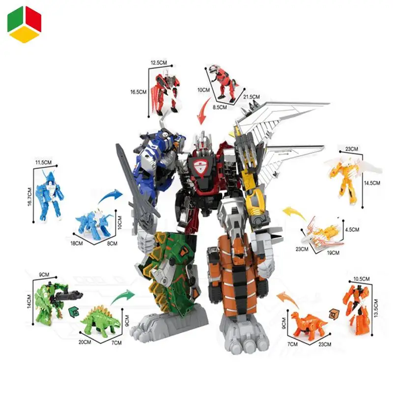 QS Educational Toys Funny Simulation Plastic 5 in 1 DIY Transforming Deformation Dinosaur Robot Car Toys