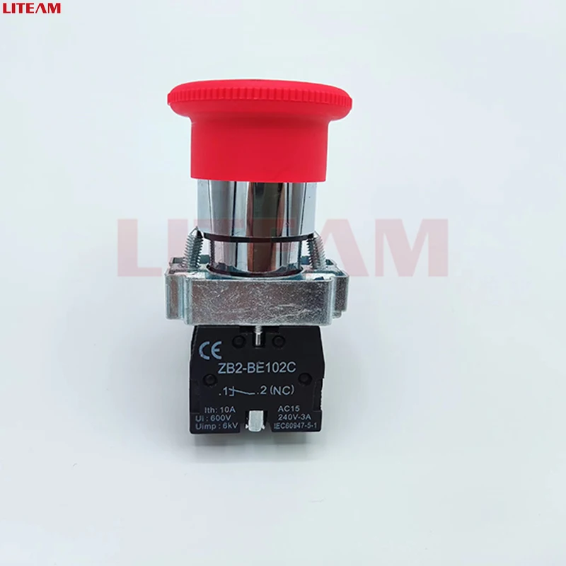 22mm XB2-BS542 Mushroom Emergency Push Button Switch Wrist Emergency Stop Push Button Switch Remote Control Push Button