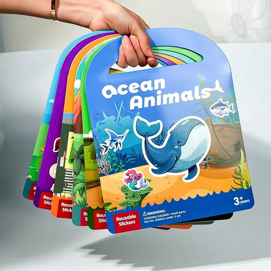 Jelly sticker book handheld quiet book children DIY transportation puzzle class early education free cutting repeated stickers