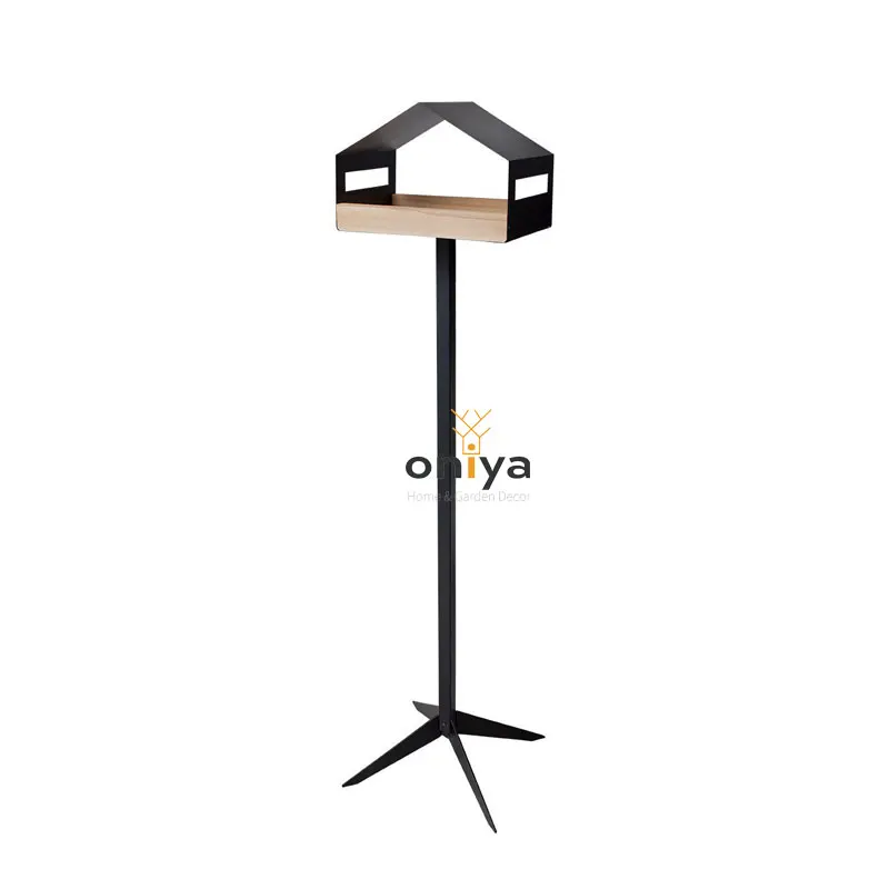Oniya Modern Large  Metal Bird House Feeder Stand  Wild Bird Raised Feeder with Wooden for Yard Outdoor Winter
