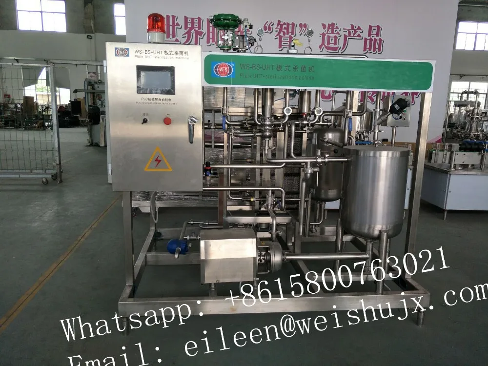 Small yield plate sterilizer for sterilizing liquid juices and eggs as well as beer