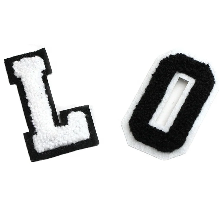 wholesales custom letter logo chenille patches iron on backing