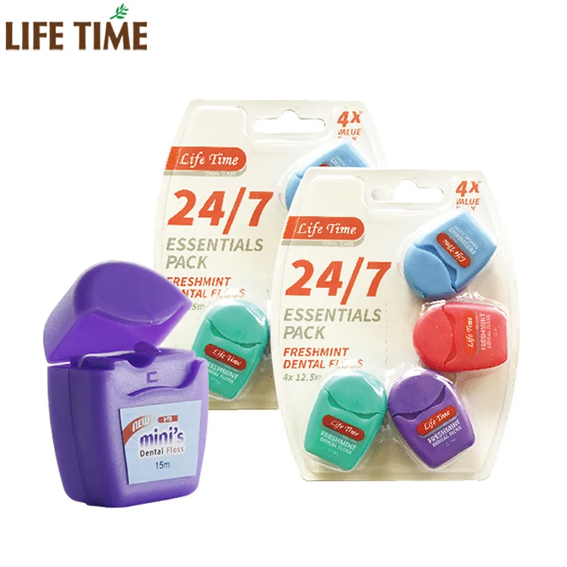 Travel pack dental floss set colorful 10m 15m mini dental floss fashion mini dental floss