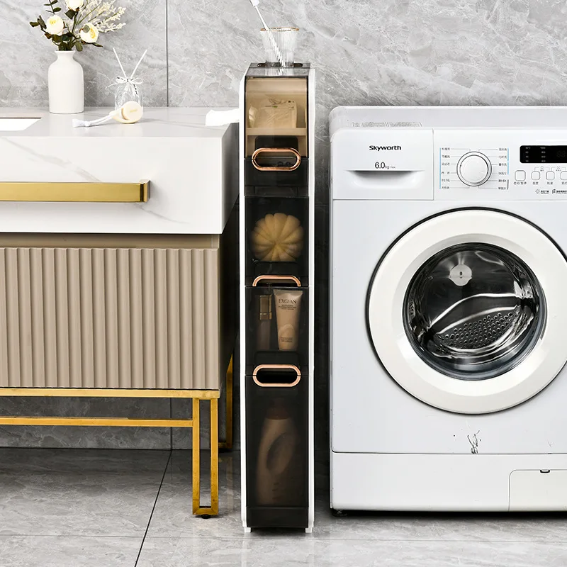 Home floor to ceiling bathroom cabinet storage container small cart no installation storage cabinet five layers