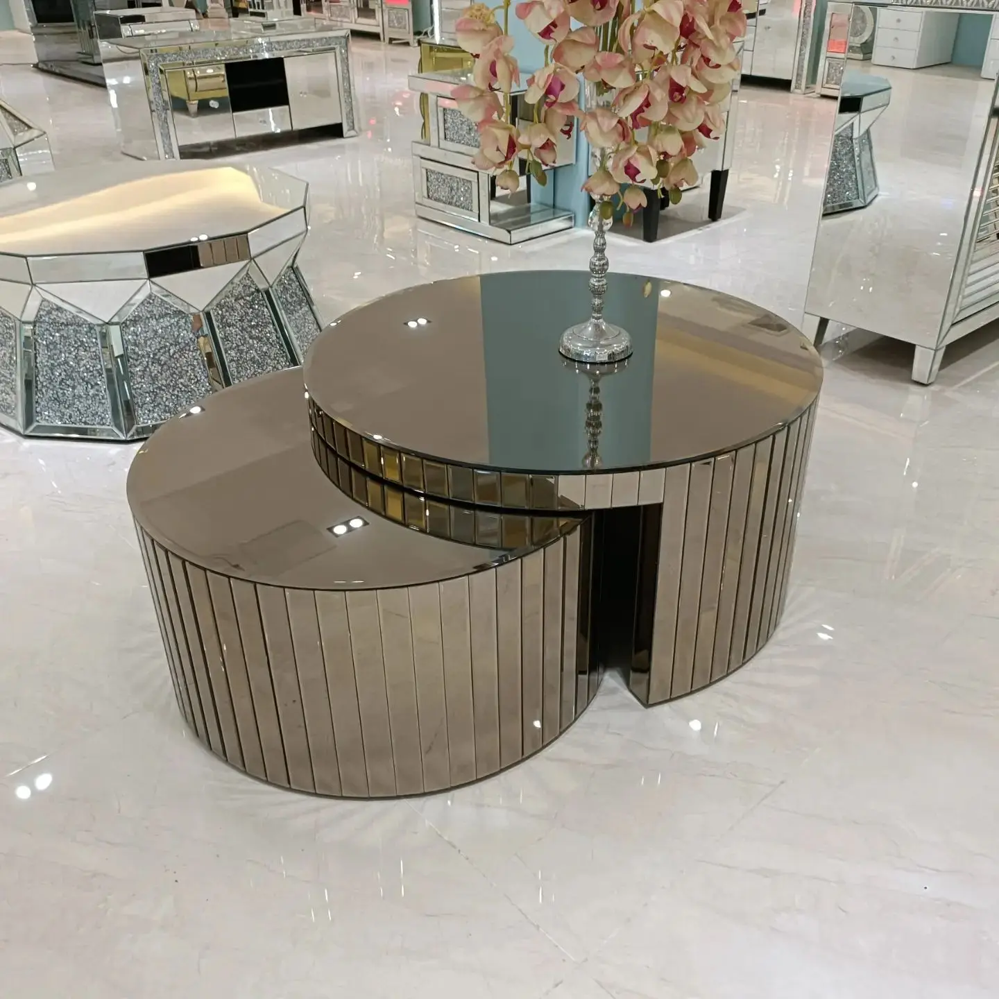 2023 Cracked Three in One  Mirrored Coffee Table Center Table Home Decor Furniture Sofa Muebles Meubles Mobles Moebles Mebles