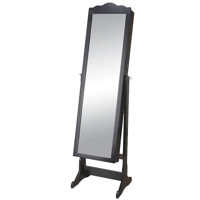 Напольный запираемый шкаф для хранения, Деревянный шкафчик длиной, зеркальный шкаф для ювелирных изделий с дверцей Wavelike и классическим дизайном