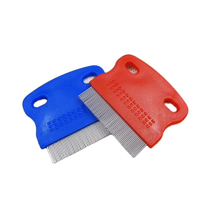 Hot sale stainless steel short teeth hair grooming comb beard grooming comb Kit plastic handle common lice comb