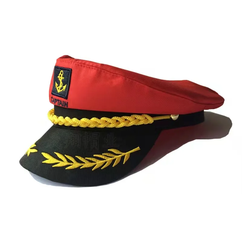 Best selling OEM Factory Embroidery LOGO custom captain cap women police hats flat-top cap men sailor captain hats lady navy cap