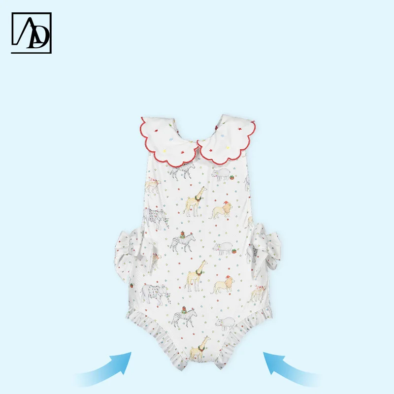 Customized summer new style girls ruffled one-piece swimsuit cute princess style baby girl swimwear kid bathing suits