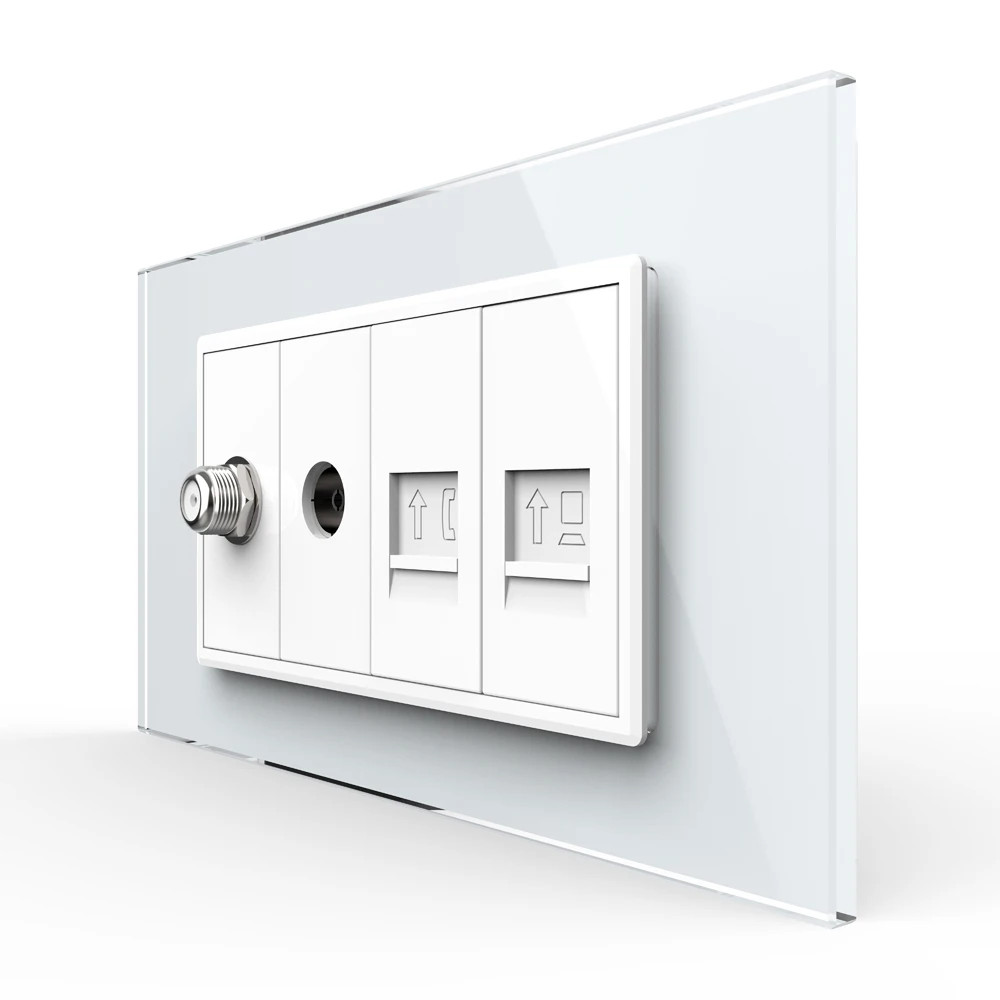 Многофункциональная розетка Livolo St/tv/tel/com для сотового телефона, умная домашняя розетка стандарта ЕС с электрической зарядкой, настенная розетка 2 года, белая, 110-250 В