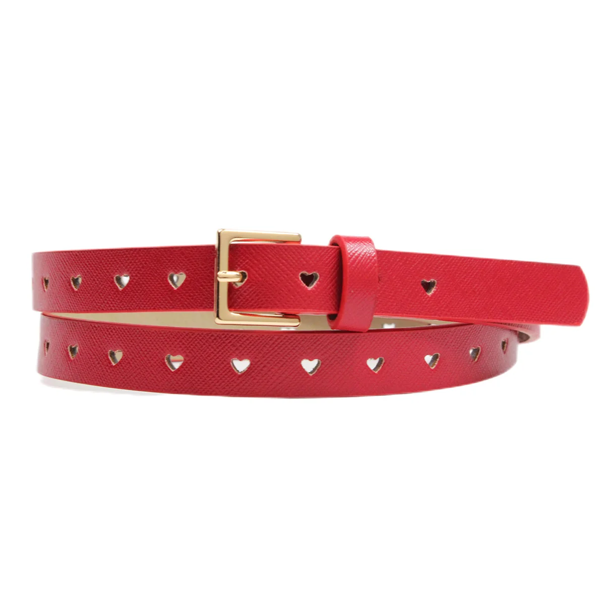 Fashion Women PU Leather Belts for Ladies Heart Shaped Eyelet PU Belt High Quality Alloy Buckles Customization and Wholesale