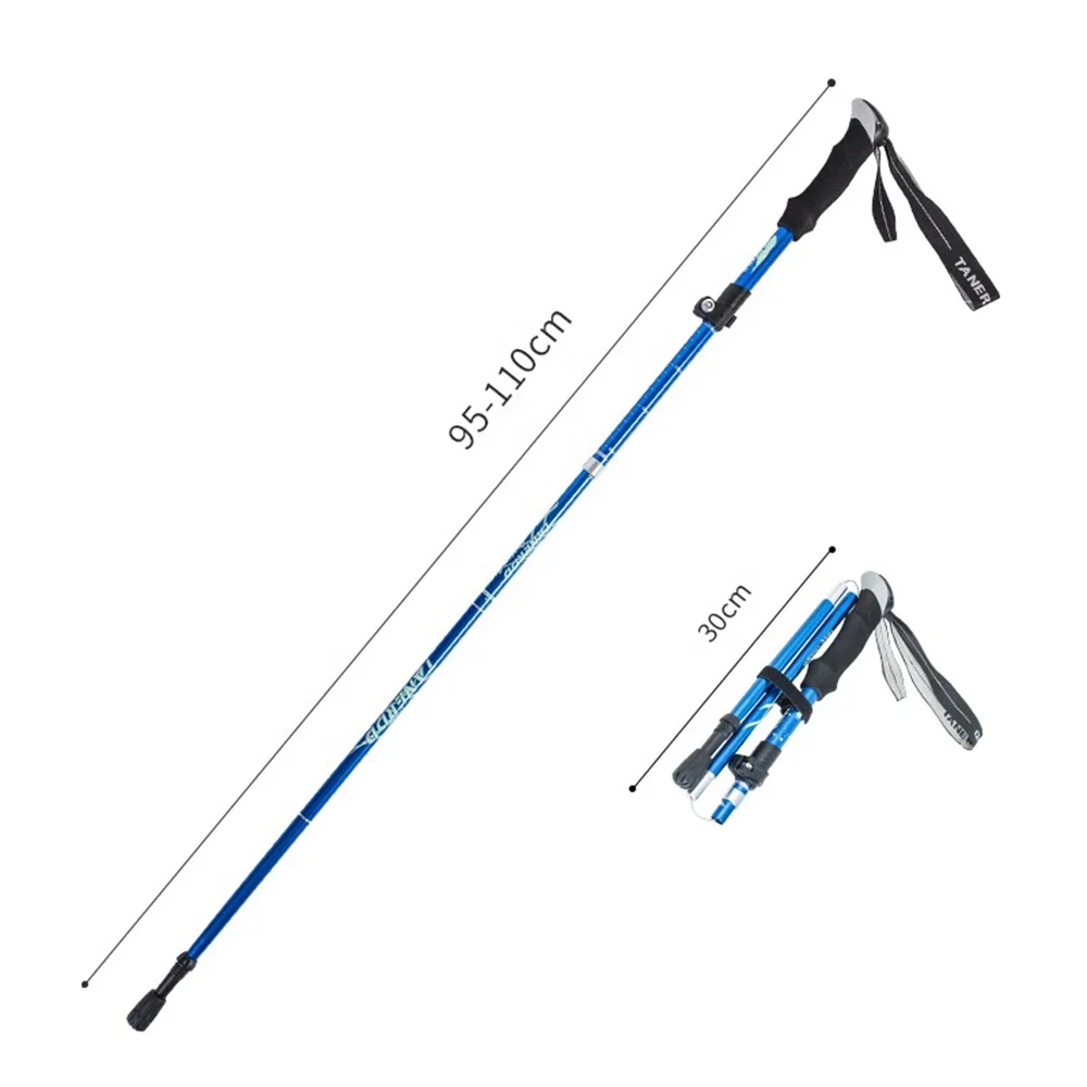 Collapsible Trekking Poles Foldable  Folding hiking pole aluminum Stick with Stable Twist Lock