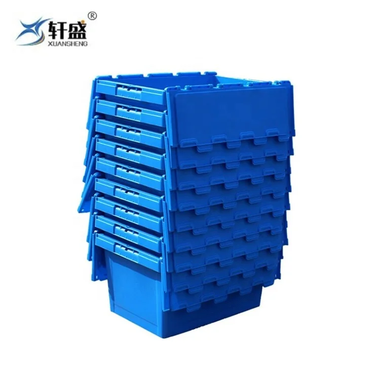Wholesale 70L Heavy Duty Solid Moving Plastic stacking Boxes with PP Material