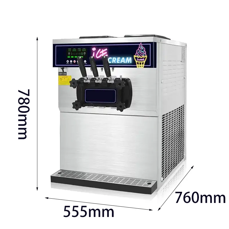 Commercial 3 Flavor Soft Serve Ice Cream Maker -small vertical cone ice cream machine
