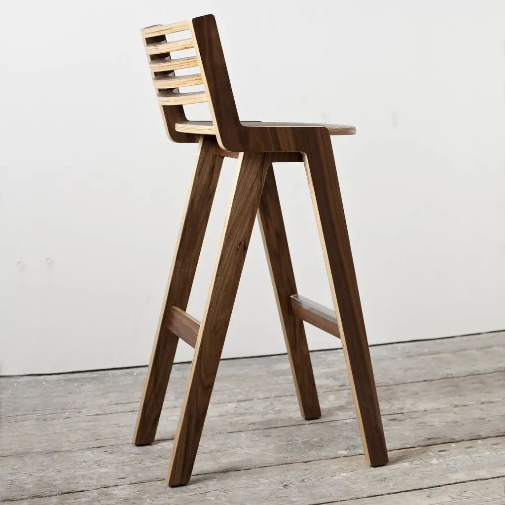 heces plywood bar stool Classic plywood Saddle-Seat Counter height Stools with Foot Plate high chairs