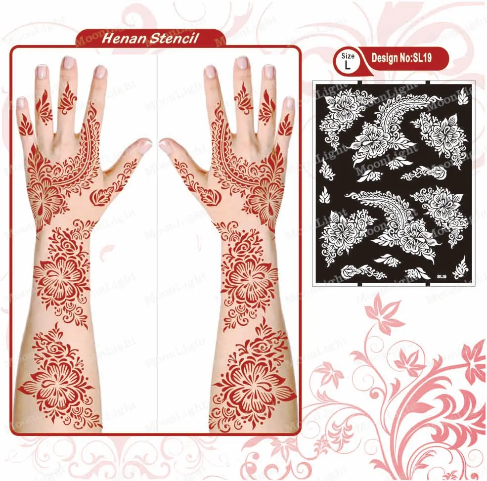 Large Size Temporary Tattoo Stencils Indian Arabian Henna Tattoo Stencils Glitter Airbrush Tattoo Stickers for Women   Girls