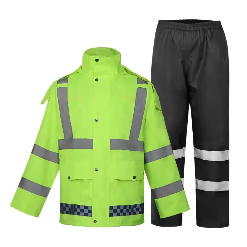 Adult raincoat rain pants set outdoor traffic raincoat Oxford cloth environmental sanitation reflective raincoat wholesale
