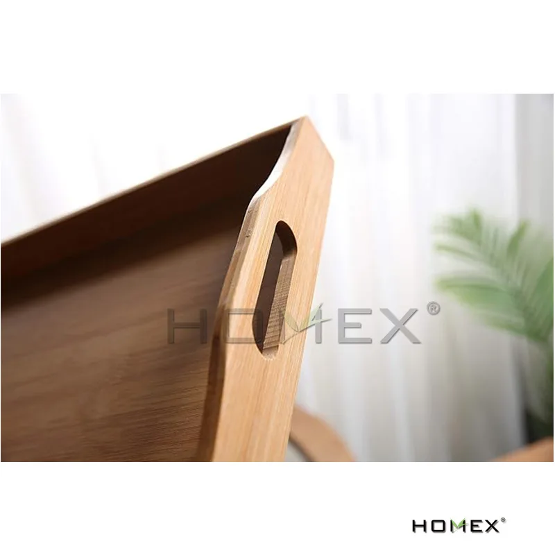 Portable Bed Tray For Breakfast Bamboo Tea And Food Serving Tray with handles Cutlery Organizer Tray