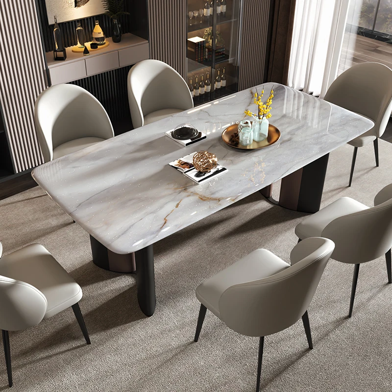 Foshan Furniture Manufacturer Luxury Dining Table Marble Stone Eettafel Italy Arabescato 6 8 Seats for Home