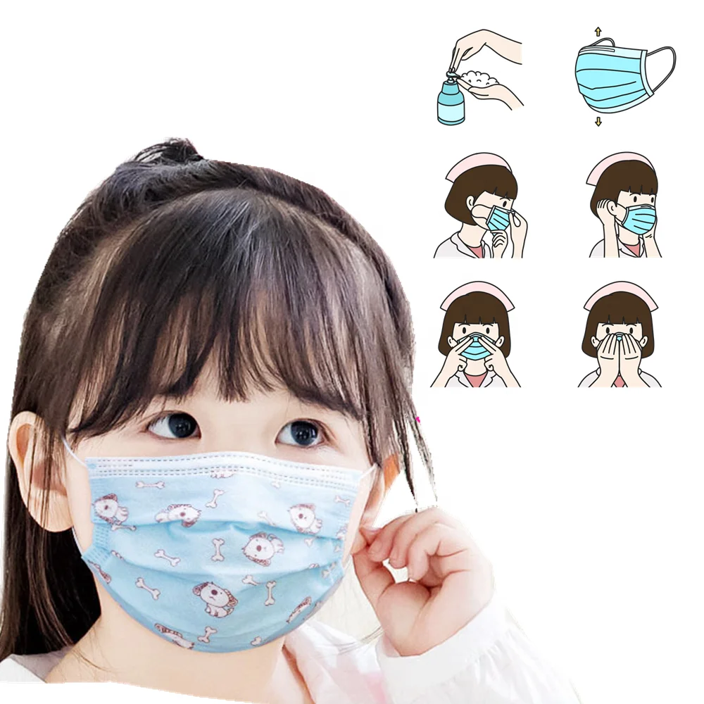 Hot Sale Custom Print Kids Face Mask 3 Ply Non-woven Fabric Mask Children Disposable Facemask Disposable Medical Face Mask