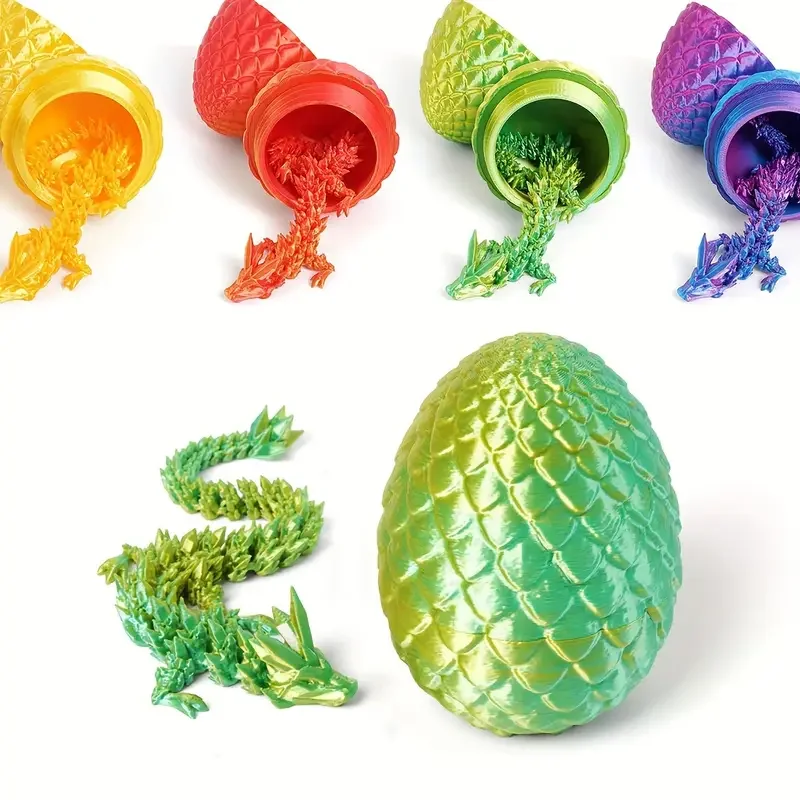 Custom 3D Printed Surprise Mystery Dragon Egg Articulated Sparkling Blue Crystal Dragon 3D Printing Dragon