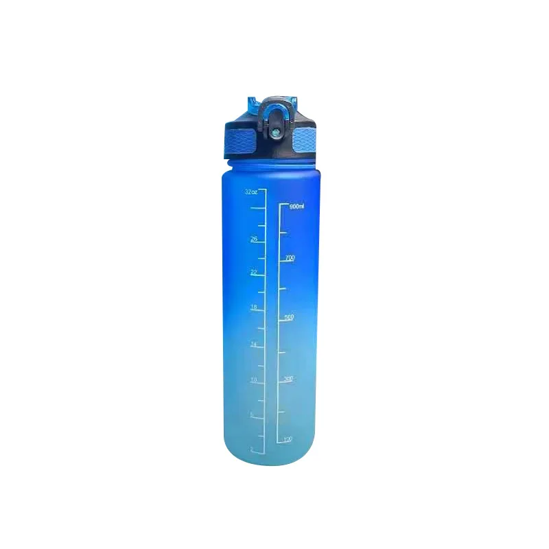 Wholesale Portable Food Grade Outdoor Sports Water Jug 32OZ 1000 ML Reusable Motivational Plastic Water Bottle With Time Marker