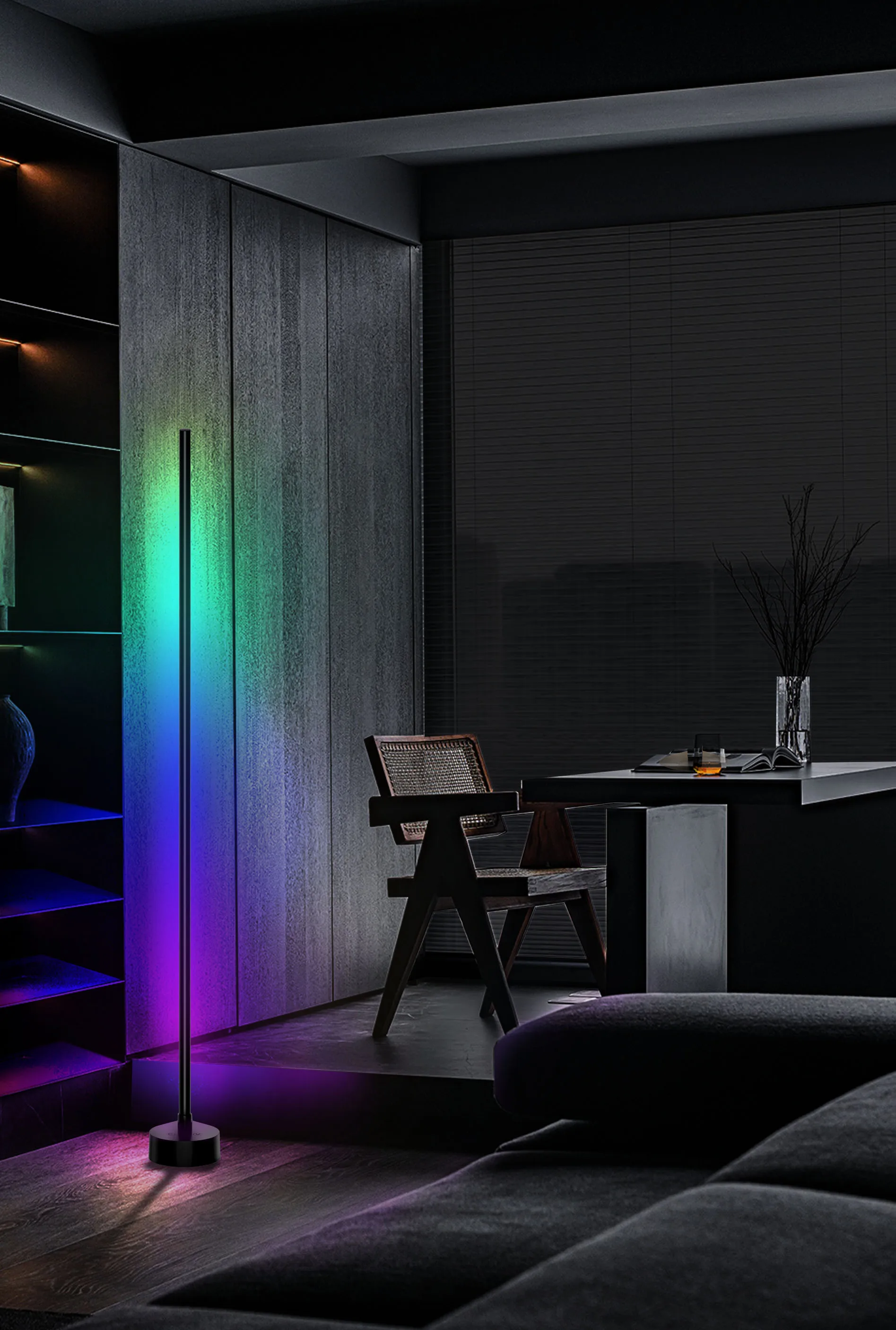 Color changing remote control floor lamp music sync multi color vibration sensor smart IC RGBWW floor game room music bar light