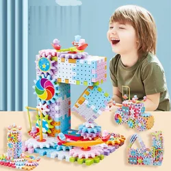Creative educational Toys DIY Colorful Electric Gear Building Blocks Toy Blocks Kids Toys