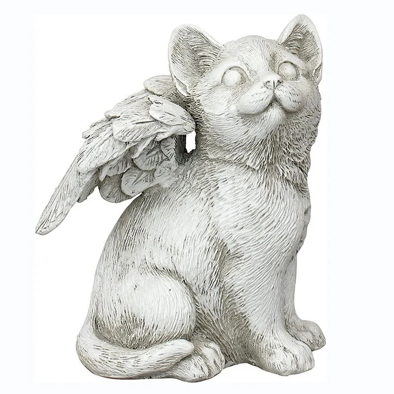 Hot sale products Fashion Pet Monument Garden Decoration Angel Cat Resin Statue