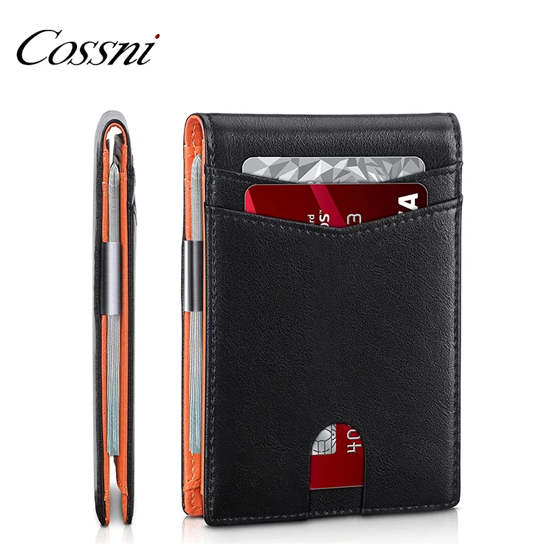 Custom Slim Card Holder Minimalist Rfid Blocking Leather Wallet Credit Card Holder For Men