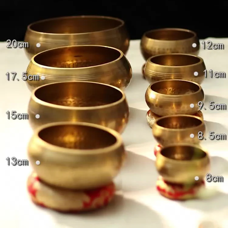 Nepal Handmade Buddha Yoga Sound Xizang Pure Copper Buddha Mini Song Tibetan Bowl Set Singing Bowls Crystal