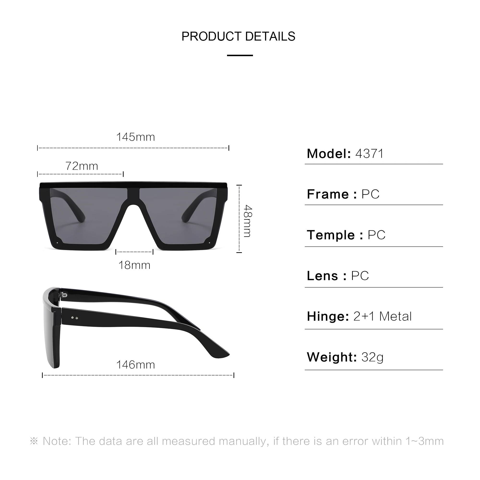 Oversized Rimless Men Fashion Square Sun Glasses Mirror Vintage Retro Glasses Female Sunglasses
