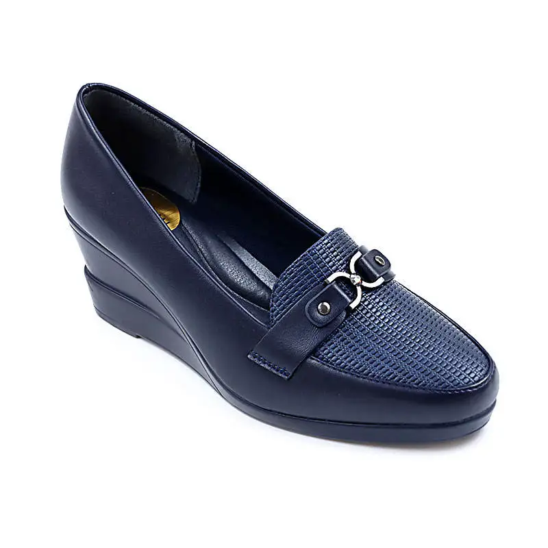 Women Block Heel Pumps Shoes Comfort Wedge Thick Platform Ladies Rhinestone Metal Buckle Round Toe Soft Sloe Office Close Shoes