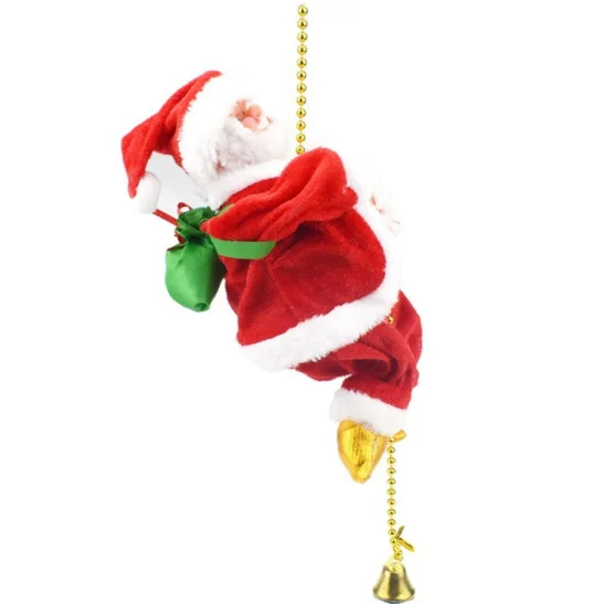 2024 Hot Children Toys for Christmas Decoration Electric Climbing Santa Claus on Ladder with Lights and Jingle Bell Music