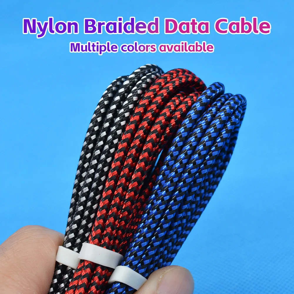 Hot Selling Pure Copper Nylon Braided Cable 1m/2m/3m Fast Charging Cables Type C Micro Port Data Cables