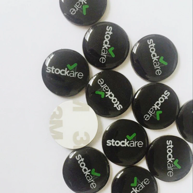 RAFID customized 25/30 mm round RFID NFC epoxy social media phone NFC app rifd sticker nfc tag