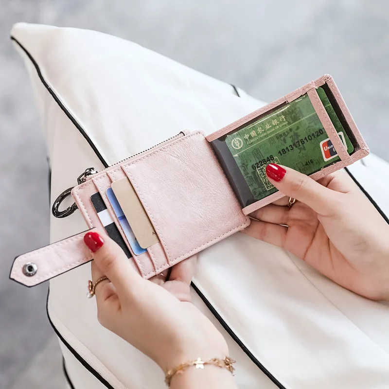 Manufacture Outlet Card Holder with Keychain Wholesale Hasp Pocket Card Wallet Bags