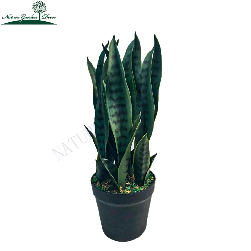 Wholesale Evergreen Ornamental Faux Snake Plant Bonsai Fake Sansevieria Plant Tropical UV Artificial Plant